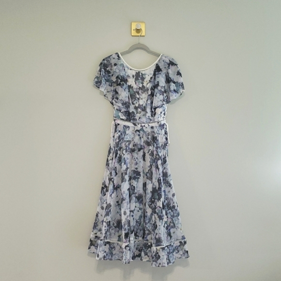 Fame and Partners The Asha Dress 6 Floral Midi Ethereal Wedding Guest Cocktail - Picture 4 of 16